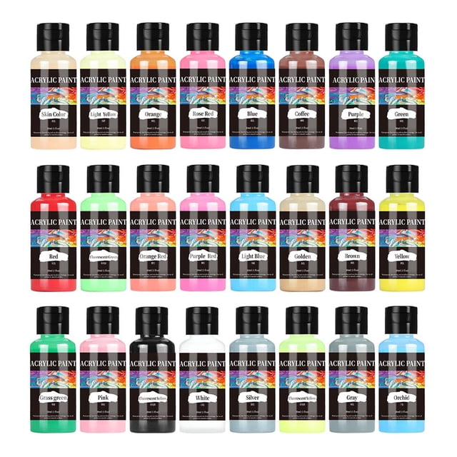 24Pcs Acrylic Leather Paint Set Paper Car Waterproof Seat DIY Shoe Paint