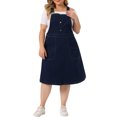 thumbnail image 1 of GRACE & GRANDEUR Robe Salopette pour Femme Grande Taille Boutonnée à Bretelles Ajustables Robe en Denim Bleu Foncé 1X, 1 of 5