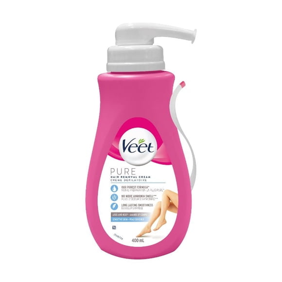 Veet® Pure™ Crème Dépilatoire pour Peau Sensible, Aloe, Jambes et Corps, 400 ml