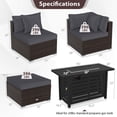 thumbnail image 3 of Costway 5 PCS Patio Furniture Set Heavy-duty Frame Rattan Sofa Set with 60,000 BTU Firepit Table Gray, 3 of 10