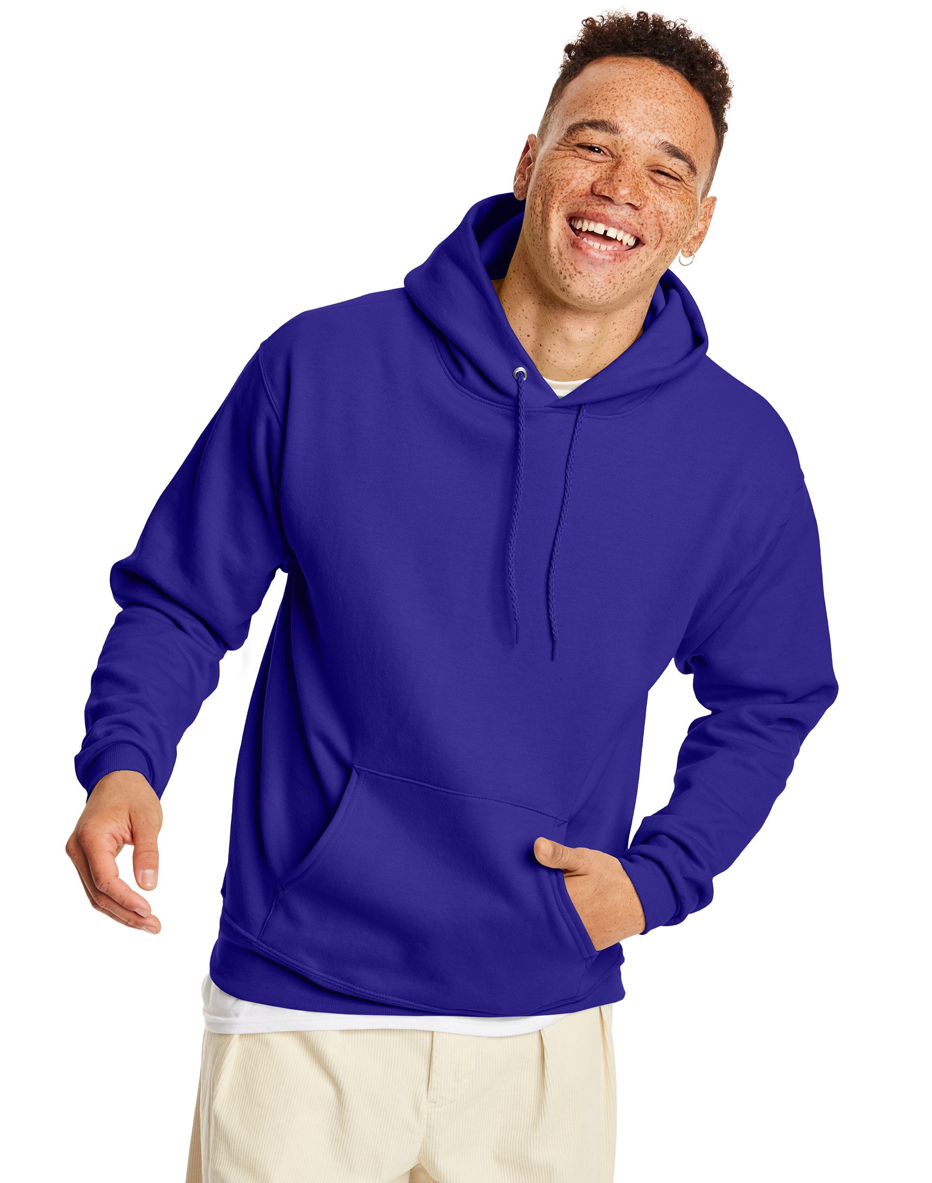 Hanes Mens EcoSmart Fleece Hoodie, M, Purple