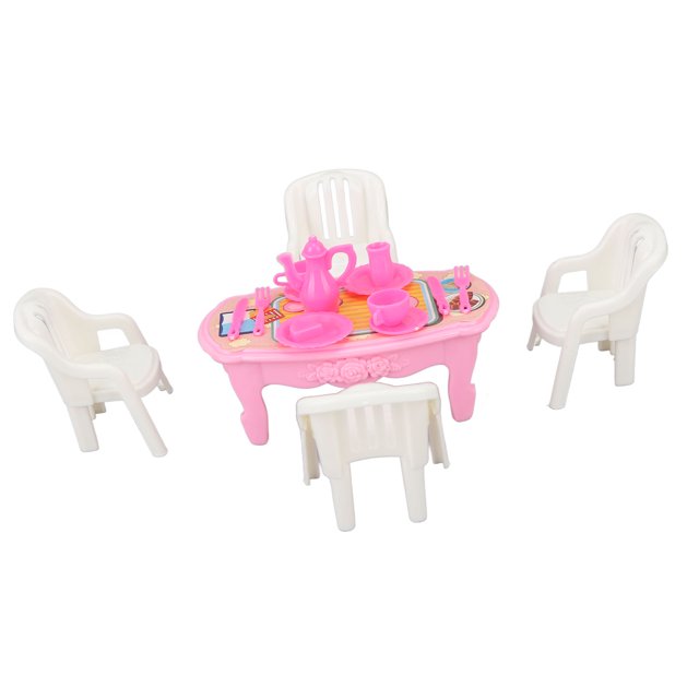 Table à Manger de Maison de Poupée Chaises 1:16 Plastique Haute Simulation Table Miniature Chaises pour Décoration DIY
