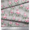 thumbnail image 2 of Soimoi Grey Cotton Duck Fabric Grass & Flamingo Bird Print Sewing Fabric Yard 42 Inch Wide, 2 of 3