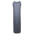 thumbnail image 4 of EQWLJWE Longue Robe pour Femmes Robe Décontractée pour Femmes en Coton et Lin à Col Rond, Unie, Sans Manches, Imprimée, Fendue, 4 of 5