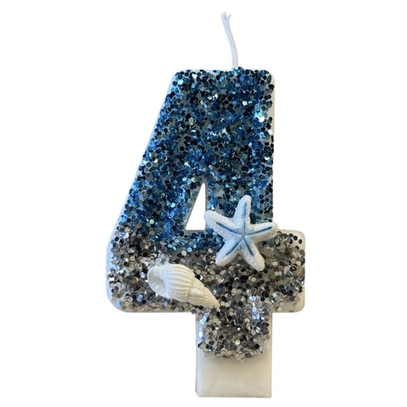 CNKOO Bougies Chiffres d'Anniversaire Étoile de Mer Océan Paillettes Bougies d'Anniversaire pour Gâteau Paillettes Bougie 3 Pouces Décoration de Dessus de Gâteau pour Garçons Filles Fournitures de Fête d'Anniversaire (Numéro 0)