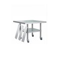 thumbnail image 1 of Heavy Duty Stainless Steel Commercial Work Table – Removable 3-Sided Rim, Adjustable Undershelf, 4 Locking Wheels, Utility Prep Station for Restaurant, Kitchen, Garage, Bakery – 24x24 Inches, 1 of 8
