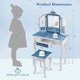 thumbnail image 2 of Gymax Kid Vanity Set Wooden Makeup Table Stool Tri-Folding Mirror Snowflake Print Blue, 2 of 10
