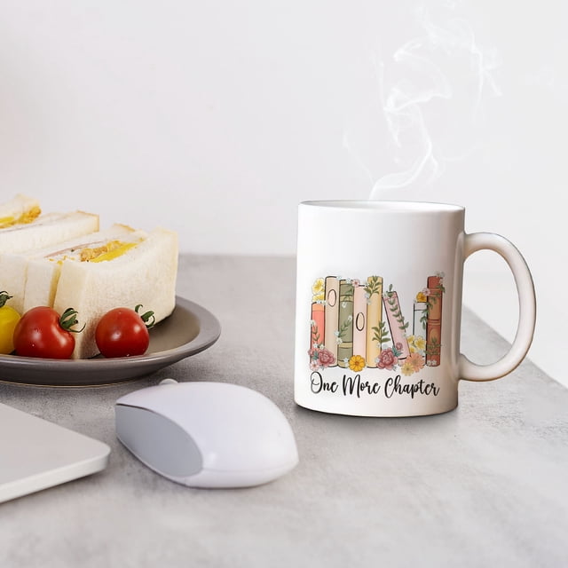 Kcavykas Kitchen, Kitchen Essential, Kitchen Gadgets Gift for Book Lover, Floral Book Mug, Reading Mug, Flower Book Mug, Book Lover Mug, Librarian Mug,Teacher Gift