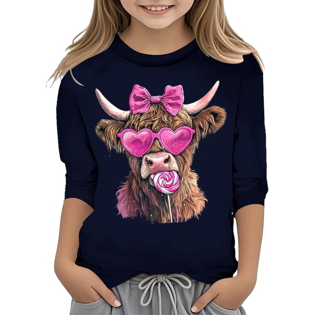T-shirt de Mode pour Filles à Manches Raccourcies pour la Saint-Valentin. Marine 110/3 A-4 A