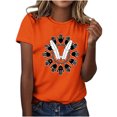 thumbnail image 1 of Dadaria T-Shirt pour Femmes Chemise Orange Manches Courtes Col Rond Été Imprimés de Main Chandail Blouses m, 1 of 6
