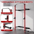 thumbnail image 3 of Folding Wall Mounted Squat Rack, 1000lbs Capacity Multi-Functional Power Rack, with Pull Up Bar, J Hooks and Landmine, for Weights, Bars and Equipment, for Small Space Apartments and Garage Workouts, 3 of 6