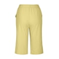 thumbnail image 3 of AherBiu Summer Shorts for Women Cotton Linen High Waisted Drawstring Lightweight Knee Length Shorts, 3 of 7