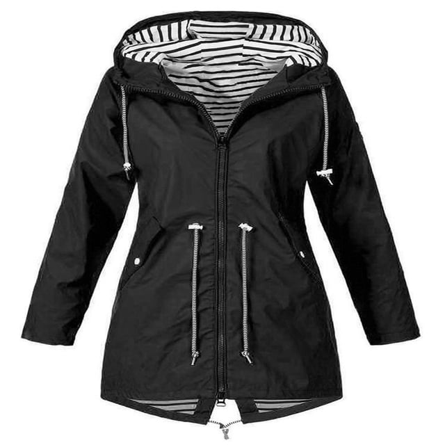 MesaSe Coupe-Vent Imperméable à Capuche pour Femmes avec Fermeture Éclair, Doublé, Léger, Manteau de Pluie d'Extérieur 4TG