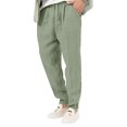 thumbnail image 2 of Innerwin Trousers Drawstring Men Bottoms Holiday High Waist Lightweight Summer Pants Green M, 2 of 4