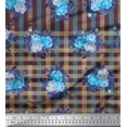 thumbnail image 1 of Soimoi Cotton Poplin Fabric Check,Leaves & Rose Flower Decor Fabric Printed Yard 56 Inch Wide, 1 of 3