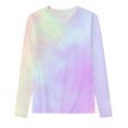 thumbnail image 3 of RKSTN Chemises à Manches Longues pour Femmes Mode Chandail à Col Rond Imprimé Teinture sur Nœuds Décontracté Sortie Blouses Amples Hauts, 3 of 3
