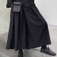 thumbnail image 2 of Lefu Mens Gothic Dark Style Loose Cropped Hakama Wide Leg Design Sense Samurai Pants, 2 of 9