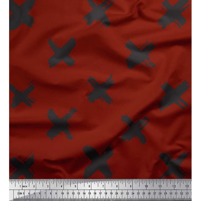 Soimoi Rouge Moss Tissu Georgette Coup de Pinceau Abstrait Imprimés de Tissu au Yard 42 Pouces de Large