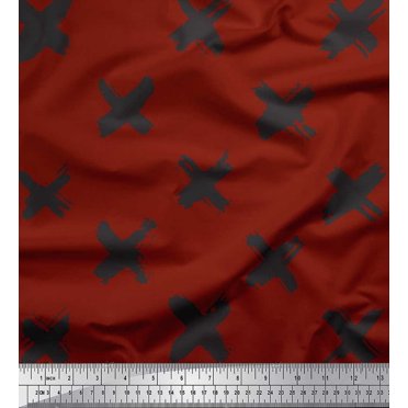 Soimoi Red Modal Satin Fabric Brush Stroke Abstract Decor Fabric Printed Yard 42 Inch Wide