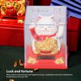 thumbnail image 3 of Solar Powered Waving Lucky Cat Decoration Plastic Feng Shui Wealth Symbol Home Office Car Decor Ornament, Automatic Waving Arm, 3 of 7