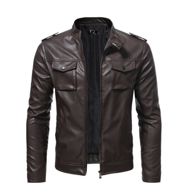 EGNMCR Vestes pour Hommes Veste en Cuir pour Homme Doublée en Molleton, Veste de Moto, Veste en Cuir Chaude