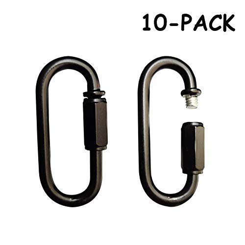 CUFEAL Lot de 10 Connecteurs de Chaîne en Forme de D Robuste M4 4MM Connecteur Rapide (Noir)