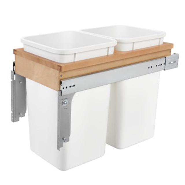 Rev-A-Shelf Top Mount Double Pullout Under Cabinet Trash Can, 27 Qt, 4WCTM-15DM2-162