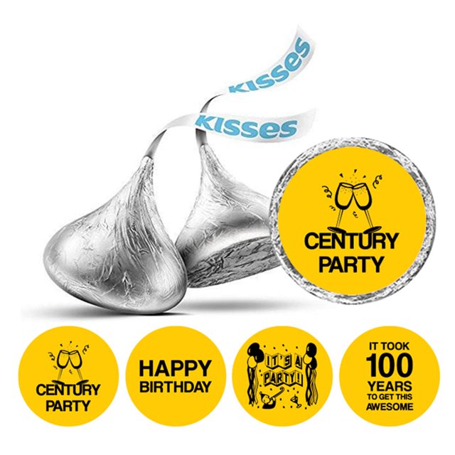 Darling Souvenir Its Took 100 Years Birthday Theme Stickers Candy Labels DIY 190 Pcs-Yellow