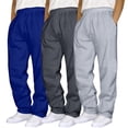 thumbnail image 2 of Kcodviy Male Hip Hop Pants Memory Plush Casual Solid Color Track Open for Men Cuff Lace Up Workout 12 Pants with Pocket Pcs, 2 of 3