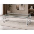 thumbnail image 3 of TABLE BASSE K-LIVING NAOMI AVEC PLATEAU EN VERRE TRANSPARENT ET BASE EN ACIER INOXYDABLE POLI CHROMÉ, 3 of 6