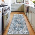 thumbnail image 4 of Garvee 2'x6' Vintage Distressed Runner Rugs Hallway Rug, Washable Retro Medallion Rug Non-Slip Stain Resistant Indoor Carpet for Bedroom Kitchen, Blue, 4 of 8