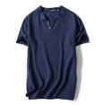 thumbnail image 1 of Innerwin T Shirt Retro Style Mens Tees Summer Solid Color Plain  Tops Navy Blue-2 M, 1 of 2