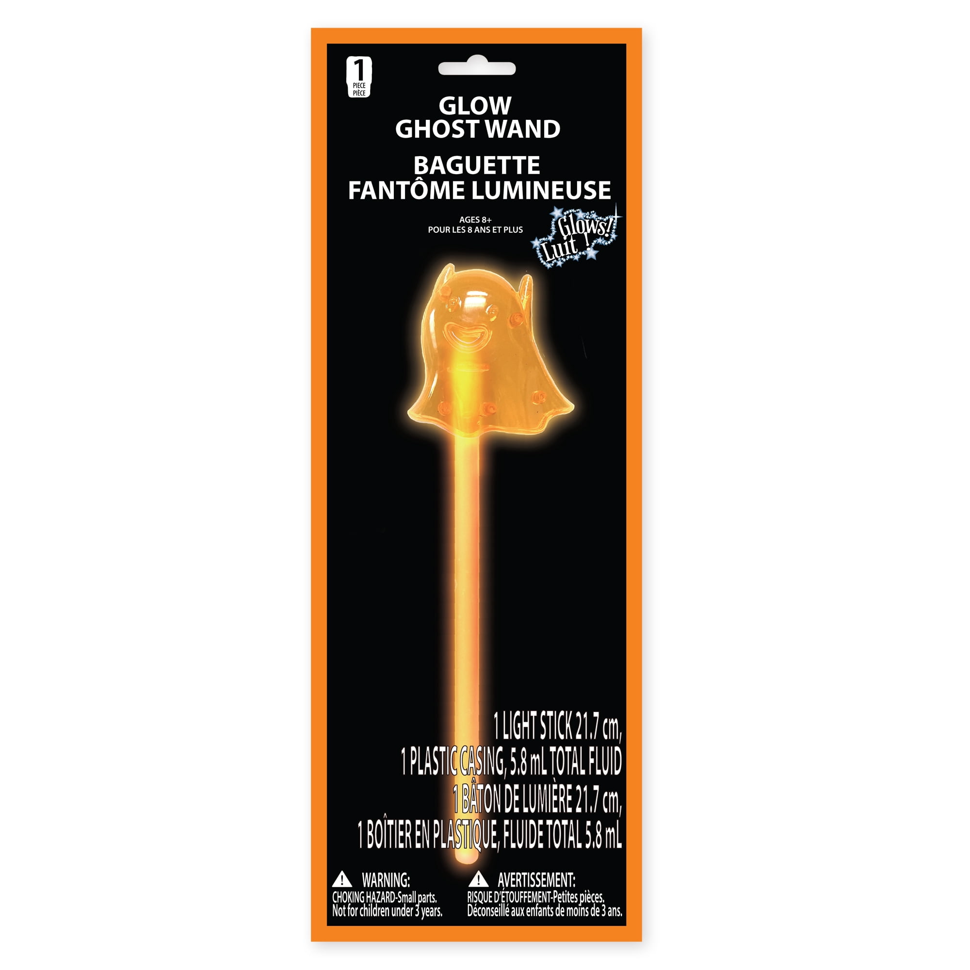 Halloween 1 Piece Glow Wand Party Favors, Orange Ghost, 8.6 inch
