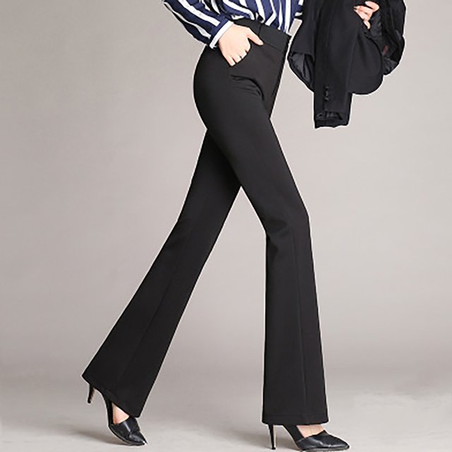 XZNGL Womens Trousers Plus Size Bell Bottom Trousers Ttraight Tigh Waist Work Pants