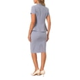 thumbnail image 3 of INSPIRE CHIC Ensemble Tailleur 2 Pcs pour Femme, Veste Blazer à Manches Courtes et Jupe Crayon, TG Violet Pâle, 3 of 6