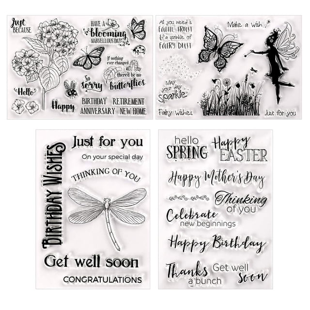 Maytalsory 4 Pieces/Set Reusable Silicone Embossing Stencil Home School Transparent DIY Crafting Template Embossed Stamp Handicraft Show as Picture 1Set