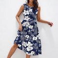 thumbnail image 4 of Ovzne Robes pour Femmes 2025 Robe Femme Mode Robes pour Femmes Été Décontracté Col Rond Sans Manches Imprimé Poches Robes de Plage Boho Robe Robe Femme Imprimée Liquidation, 4 of 7