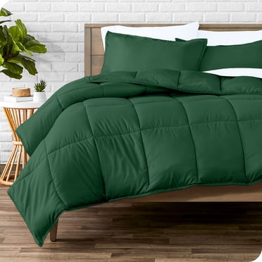 Bare Home Ensemble de Couette en Alternative au Duvet d'Oie - Ensemble 2 Pcs - Lit Simple/simple TG, Vert Forêt