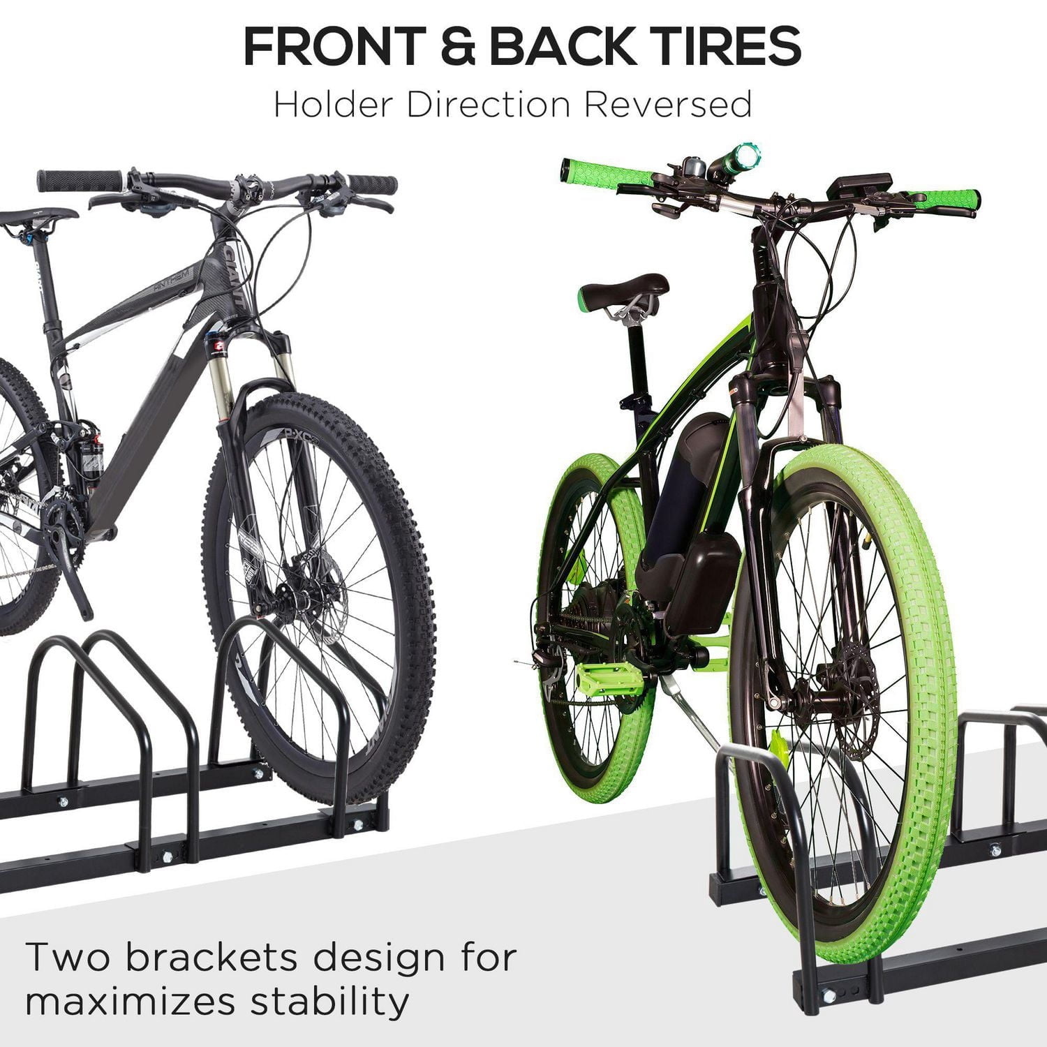 Soozier 4-Bike Floor Parking Rack – Heavy Duty Steel Storage Stand For Indoor/Outdoor Garage Organization, Silver