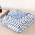 thumbnail image 1 of Refurbished Fridja Thin Microfiber Breathable Plaid Pattern Thin Bedding Comforter, Queen, Light Blue - Lightweight, 1 of 3