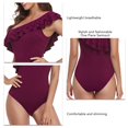thumbnail image 1 of Ruffled Bathing Suits, Pure Color One Piece Swimsuit One Shoulder Asymmetric  For Women For Vacation Wine Red M, 1 of 6
