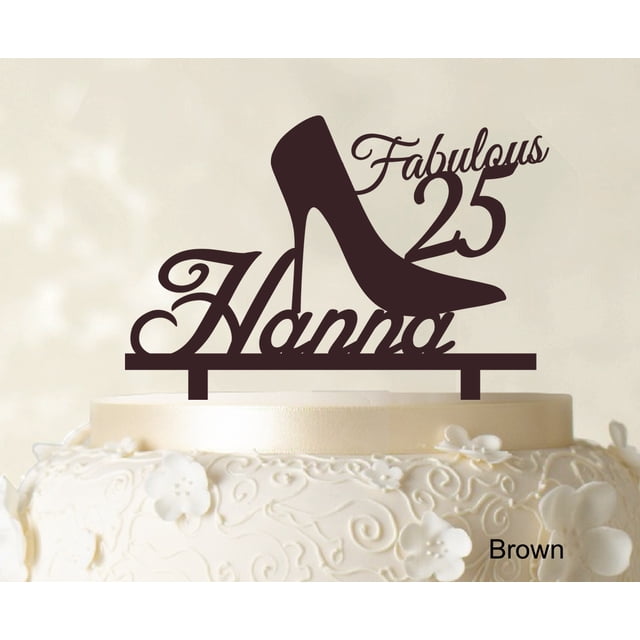 Custom Birthday Cake Topper Personalized Brown Cake Topper Color Option Available 5-7 Inches Wide