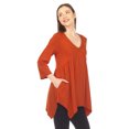 thumbnail image 2 of White Mark Tunique à Manches 3/4 pour Femmes, Taille Empire, Col en V, 2 of 6