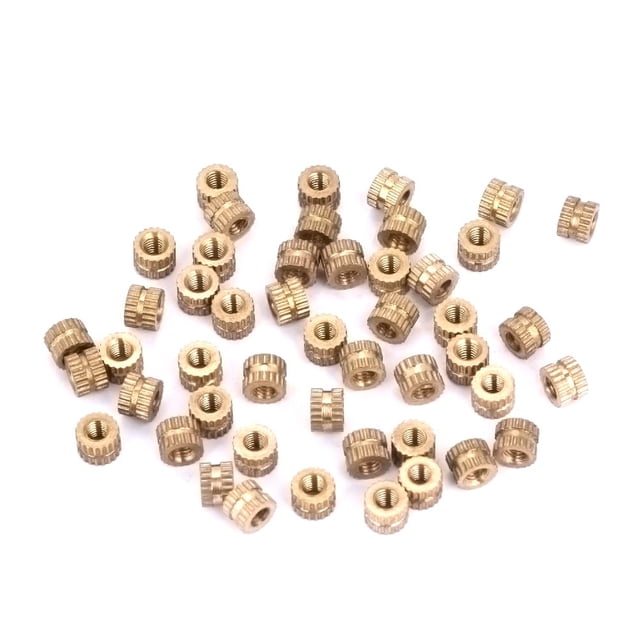 Insert en Laiton Moleté Insert en Laiton Moulé dans Insert 50 Pcs M3 Cylindre en Laiton Moleté Rond Moulé dans Insert Écrous Encastrés M3x5x5.3