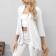 thumbnail image 4 of DPTALR Blouse Cardigan Décontractée Confortable Unie à Manches 3/4 pour Femme, 4 of 8