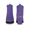 thumbnail image 4 of Unique Bargains Bottes à Talons Épais à Plateforme à Bout Rond Effet Miroir pour Femmes Violet (Taille 7), 4 of 4