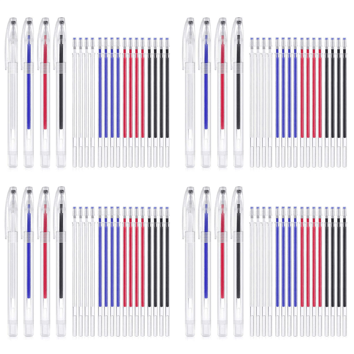 16X Heat Erasable Pens High Temperature Pen Fabric Marking Pens with 80 Erasable Pen Refills,16 x empty pen case 80 x refills (black, red, white, blue, 20 for each color),Multicolor