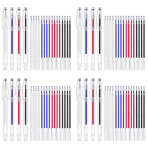 16X Stylos de marquage à haute température de stylos effaçables à la chaleur 80 Recharges de stylos effaçables,16 x étui à stylo vide 80 x recharges (noir, rouge, blanc, bleu, 20 pour chaque couleur), multicolore