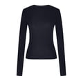 thumbnail image 5 of AherBiu Womens Tops Fall Long Sleeve Crewneck Basic Layering Cropped Tops Slim Tight Stretchy Tshirts, 5 of 5