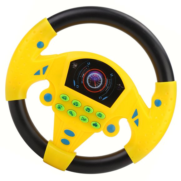 Volant Éducatif pour Bébé, Jouet de Volant de Conduite Simulée Musique Jouet Intelligent pour Enfants avec Ventouse pour Enfants de 4 à 6 Jouet de Jeu d'Imitation Jaune